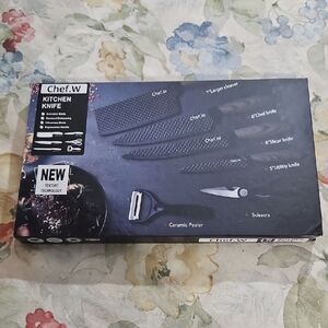 Chef.W 6-pc Kitchen Knife Set Non-Stick Blades  Ergonomic Handles - NEW